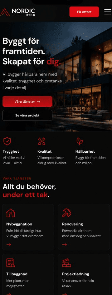 Racsom – exempel på hemsida i mobil
